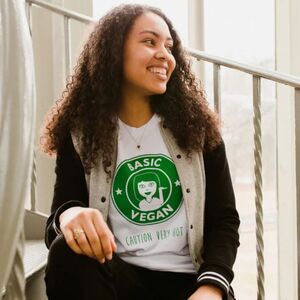 Basic Vegan Starbucks Unisex T-Shirt size small white and green T-Shirt